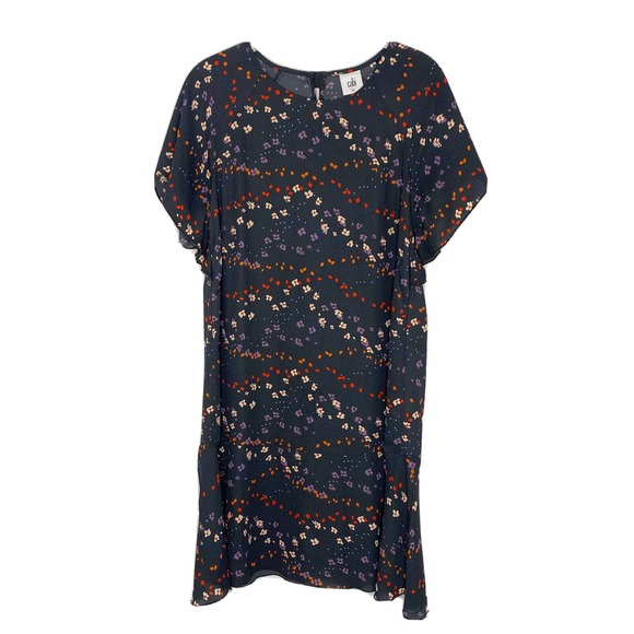 CAbi Dresses & Skirts - CAbi Womens Multicolor Floral Muse Short Flutter Sleeve Dress Size XS E4
